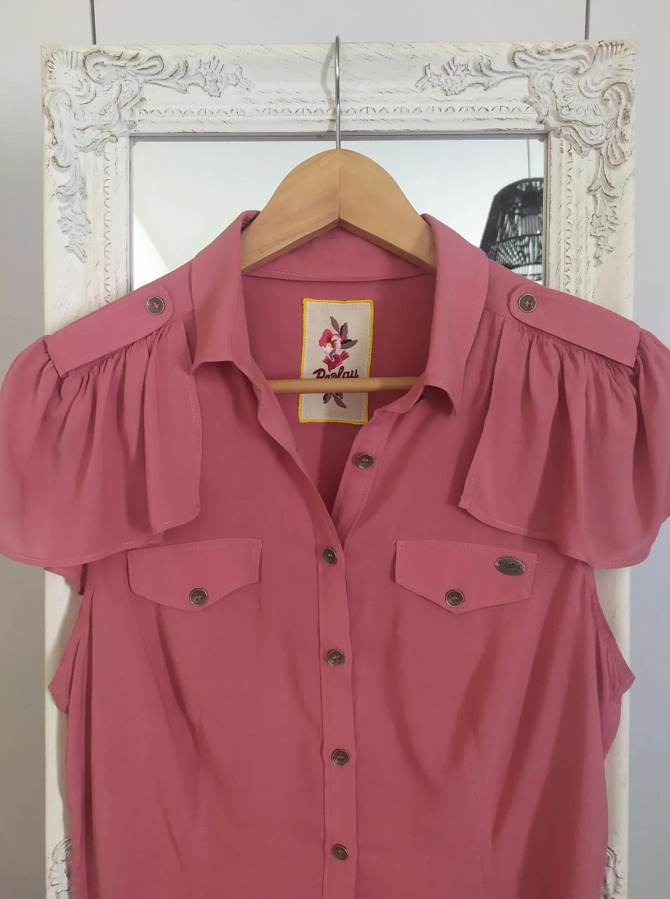 Blusa Feminina Replay Dusty Rose Sem Mangas de Viscose com Babado P – photo 5